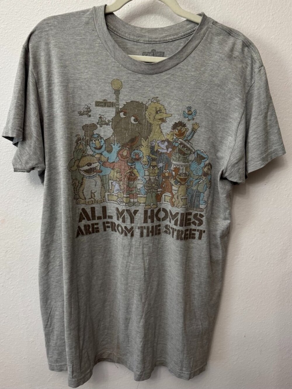 Sesame Street All My Homies Are From the Street Graphic Tee Gray